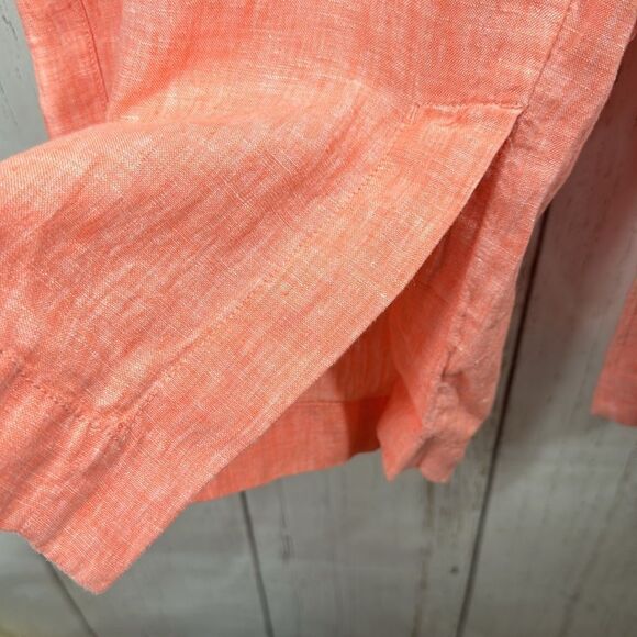 Athleta Linen Wide Leg Pants 22 Coral Pull-On Slit Hem Lightweight Coastal - Picture 10 of 16